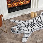 Personalized Tiger Print Area Rug  Cute Faux Tiger Plush Non-slip Fluffy White