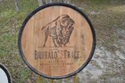 Buffalo Trace Bourbon Whiskey Barrel Lid head With Outside Metal Ring And Staves