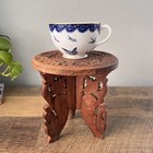 Vintage Sheesham Wood Plant Stand Carved Small