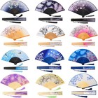 12 Pcs Handheld Folding Fans - Asian Chinese Japanese Style Decorative Party Fav