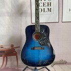 Luxury Blue Hummingbird Acoustic Electric Guitar Bubble Texture Back side W b1g