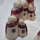 Vintage Fabric Snowman Christmas Figurines Set Of  5 Plaid Scarves 5 In 