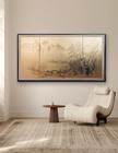 Beautiful Vintage Japanese 4 Panel Byobu Screen  Mountain Landscape 66 50   