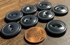 Set Of 8 Vintage Nos Glossy Dark Gray Plastic Cat Eye Buttons 3 4  19mm 14827