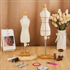 2 Sets 1 4 Size Mini Dress Form Dummy Mannequin Female Tailor Sewing Wood Base