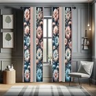 Floral Window Curtains  28 w X 95 l  pack Of 2  Dried Rose And Slate Blue