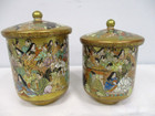 Antique Japanese Kutani Wedding Cups With Lids W Calligraphy Writing Inside