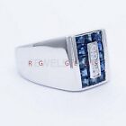 Blue Sapphire Square Cut Gemstone With 925 Sterling Silver Ring For Men s  a572