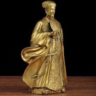 10 5  Brass Zhuge Liang Statue Prime Minister Kong Ming Feng Shui Sculpture Deco