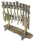 Vintage Judaica Jewish Shalom Hanukkah Menorah Judaism Hebrew Jerusalem Israel