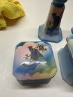Vintage Art Deco Glazed Ceramic Vanity Set Bird Motif Dresser Set 5pc