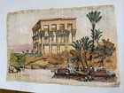 The Hypaethral Temple At Philae  Vintage Egyptian Papyrus Painting 22x15   
