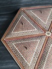 Vintage Khatam Inlaid Wooden Jewelry Box Marquetry Inlay Glass Sectioned Large