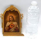 Antique Gold Metal Wood Italian Florentine Glass Sacred Heart Jesus Print