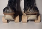 Vintage Chicago Black Wooden Wheels Roller Skates    sz 6 1 2 