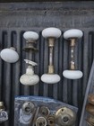 Huge Vintage 12-point   8 Point Crystal Glass Brass Porcelain Door Knobs Lot 