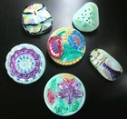 Collection Of 6 Czech Vaseline Glass Buttons  p809 -23 Mm -27 Mm - Rare    