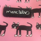 Marc Tetro Black Cat Zip Cosmetic Bag Pouch Pink All Over Vegan Leather