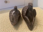 Vintage Pair  2  Bird Sculpture Japanese Okimono Antique Heavy Bronze   Read 