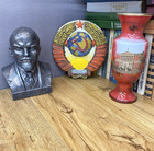 Vintage Soviet Ussr Coat Of Arms Metal Plaque Painted Wall Decor Emblem