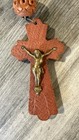 Antique French Wall Rosary Carved Wood Rose Beads 46  Monastic Habit Souvenir