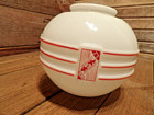 Vintage Glass Globe J c  Virden Red Art Deco Stenciled Design Shade