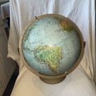 Vintage Replogle Land And Sea Globe 12  Double Axis Raised Textured Ussr 1960s