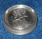 Set Of 8 1950 s Vintage Hammered Aluminum Drink Coasters Mid Century