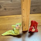Vintage 1950s Japan Pixie Elf Figurines Lot Red Green Posing Ceramic Mcm   