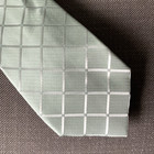 Calvin Klein Men s Neck Tie Light Green Grid Silk Blend Msrp  69 50