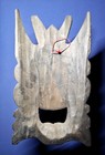 Antique Chinese Nuo Ritual Mask  bull Horns  Fierce Expression  Spirit Protect