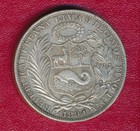 Peru 1894 Un Sol Silver Coin   very Nice Lightly Circulated   Ships Free  
