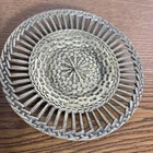 Vintage Set Of 2 Solid Brass Reticulated Basket Weave Small Plates 5 5    Diameter