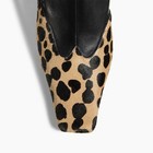 Womens Leopard Print Fashion Boots Square Toe Side Zipper Thick High Heels Boots