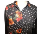 Vintage Alley Cat Ii Floral Patch Top Sz M Button Up Maximalist Artsy 80s Sheer