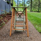 Vtg Rustic Country Wood Fold Out Step Stool Ladder Plant Holder Farmhouse 23x13