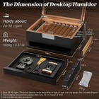 Cigar Humidor  Cedar Wood Desktop Humidor Box With Digital Hygrometer  Adjustabl