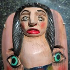 Vintage Wooden Mermaid Manface Mask Mexican Folk Art Hand Carved Hand Painted