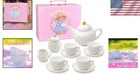 Kid-friendly 13-piece Tea Set For Imaginative Play - Gold Polka Dot Design