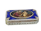 Antique European Silver Enamel Snuff   Pill Box Hand Painted Miniature Sterling