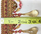  sold By The Yard   3 3 4    Tear Drop Beaded Trim Fringe Gimp Top  Rasbery   Gold