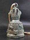Antique Thailand Bronze Carved Elephant Tige Art Temple Buddisam Bell Sound Good