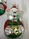 3 Vintage Signed Columbia Blown Glass Mouse Christmas Ornaments