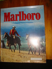 Rare Vintage Marlboro Cigarettes Metal Tin Sign 1980s Western Cowboy Horseman