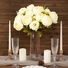 Ivory 2 Bouquets 19  Silk Peony Flowers Artificial Floral Bushes Party Events