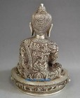 Old Tibetan Silver Hand Carved Sakyamuni Shakyamuni Amitabha Buddha Seat Statue