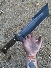 Handmade Zombie Tool Dwarven Big Machete Bowie Knife With Leather Sheath