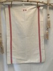 Pair  2  Antique Vintage  French Linen Red Stripe Kitchen Torchon Towels Mono Rb