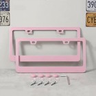 Fashion 2 Pack Matte Cherry Baby License Plate Frames  Stainless Steel Car Pink