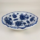 Vintage Cracker Barrel Blue White Large 13  Salad Serving Bowl Floral Rare